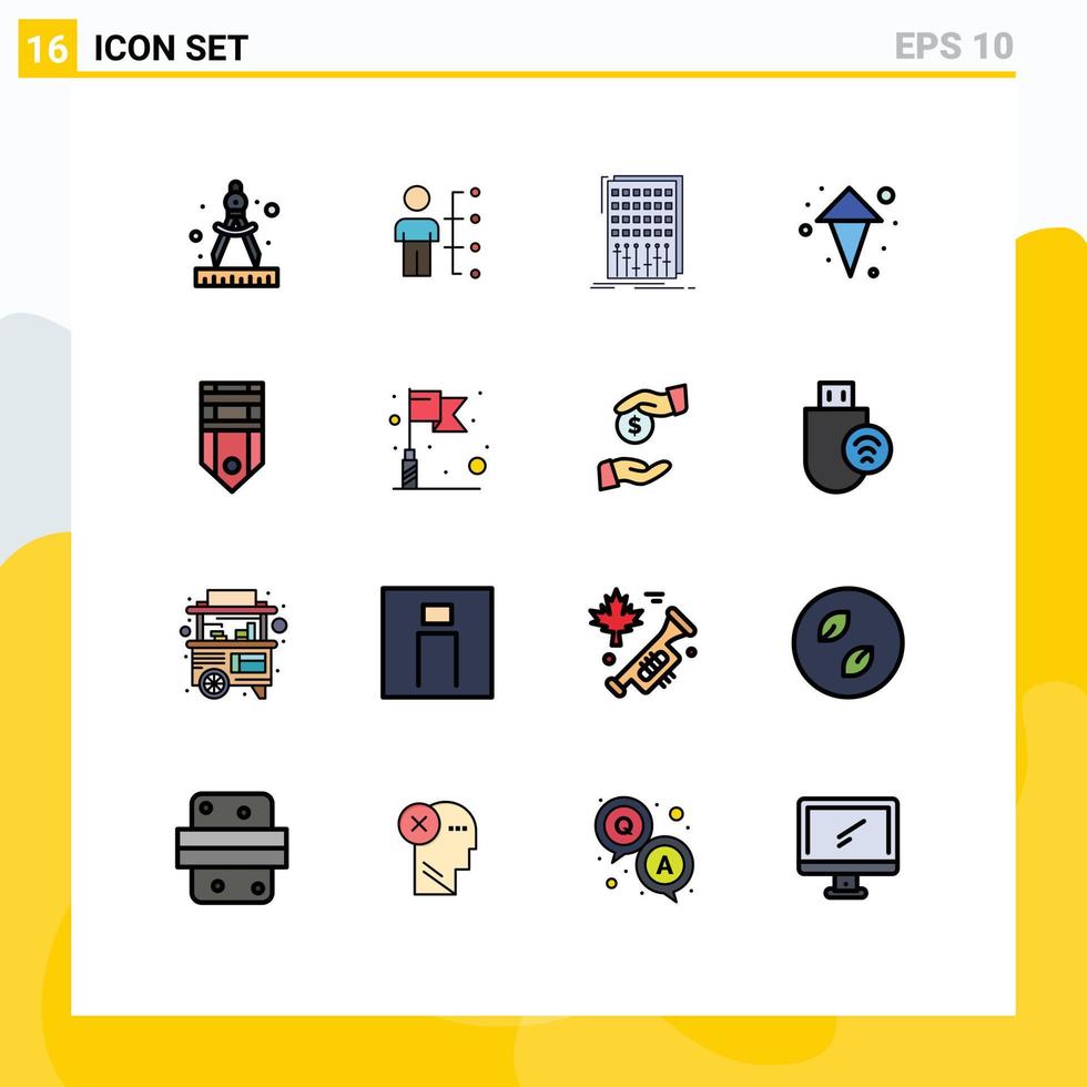Modern Set of 16 Flat Color Filled Lines and symbols such as badge arrows people arrow mixer Editable Creative Vector Design Elements