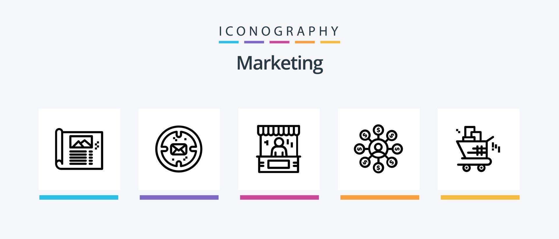 Marketing Line 5 Icon Pack Including like. finger. computer. file. pencle. Creative Icons Design vector