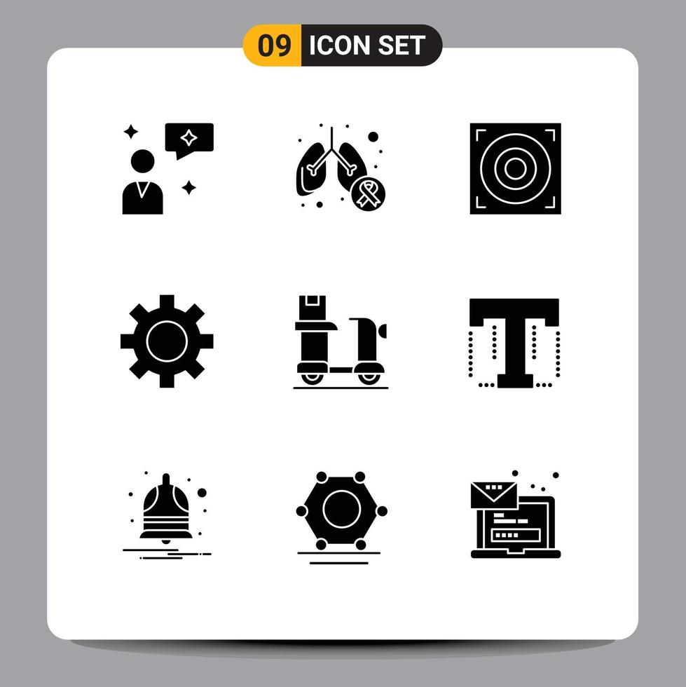 9 Solid Glyph concept for Websites Mobile and Apps logistic box web bike settings Editable Vector Design Elements