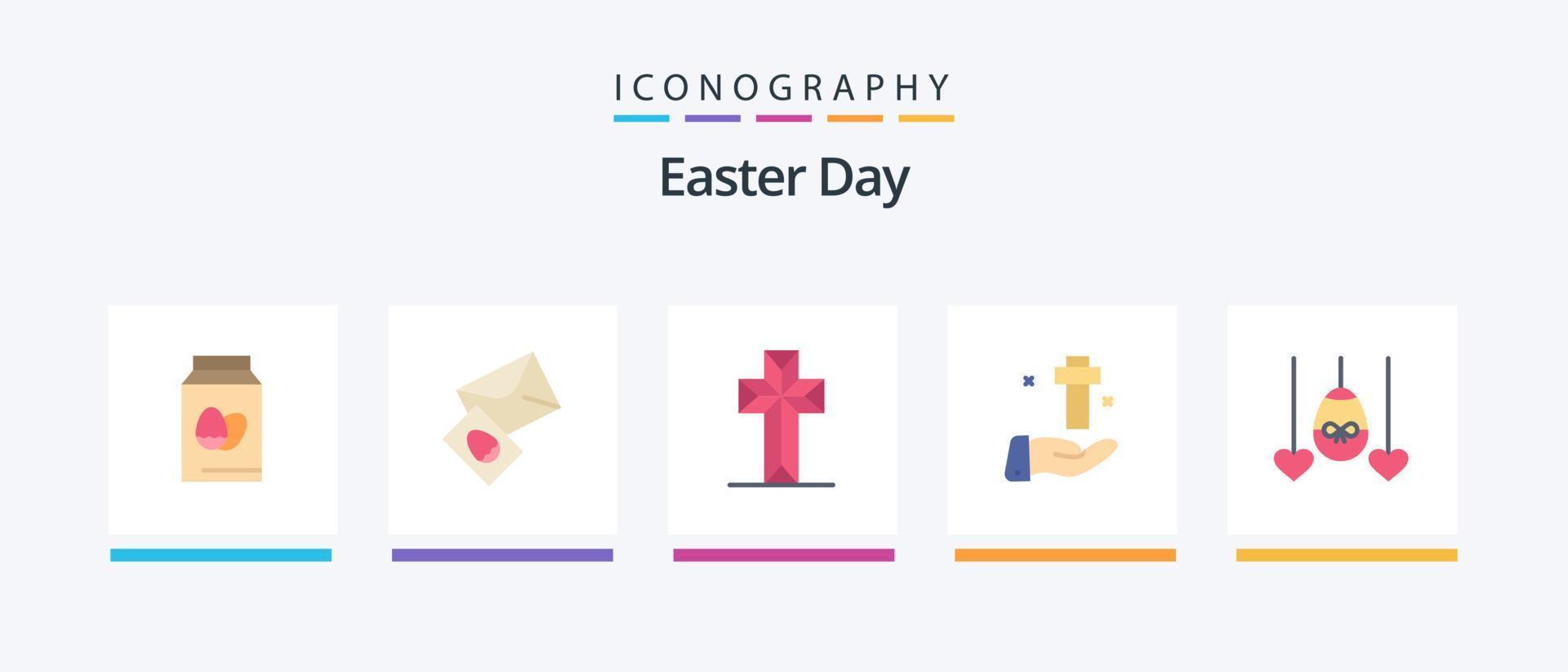 Easter Flat 5 Icon Pack Including egg. cross. celebration. christian. hand. Creative Icons Design vector