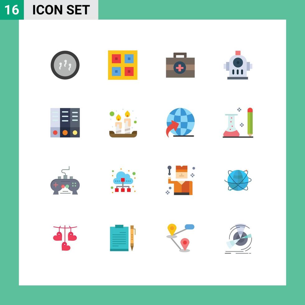Set of 16 Modern UI Icons Symbols Signs for documents archive shipping water fire Editable Pack of Creative Vector Design Elements