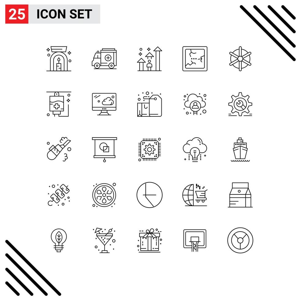 paquete de iconos de vector de stock de 25 signos y símbolos de línea para elementos de diseño de vector editable de halloween de barco de rueda barco flecha