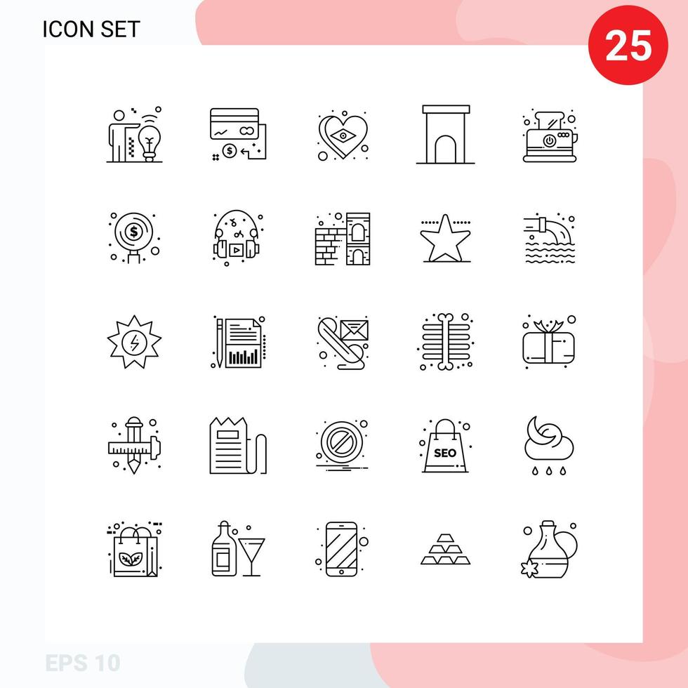 Modern Set of 25 Lines and symbols such as bread property brazil house architecture Editable Vector Design Elements