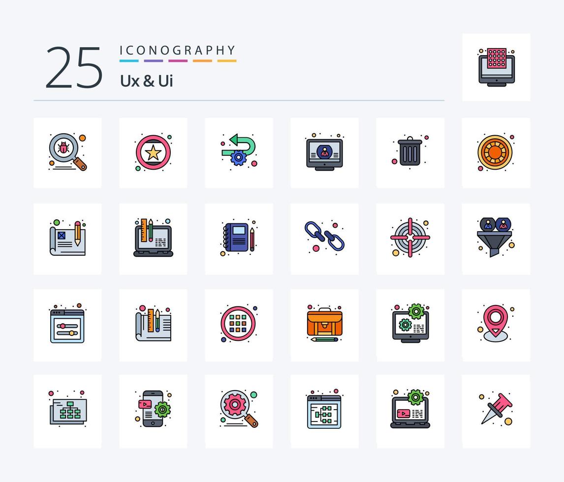 Ux And Ui 25 Line Filled icon pack including tick. profile. star. check. process vector