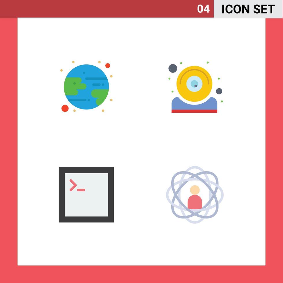 4 concepto de icono plano para sitios web móviles y aplicaciones eclipse terminal computadora cámara web desarrollo elementos de diseño vectorial editables vector