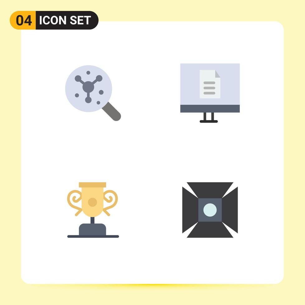 4 Thematic Vector Flat Icons and Editable Symbols of search education science internet training Editable Vector Design Elements