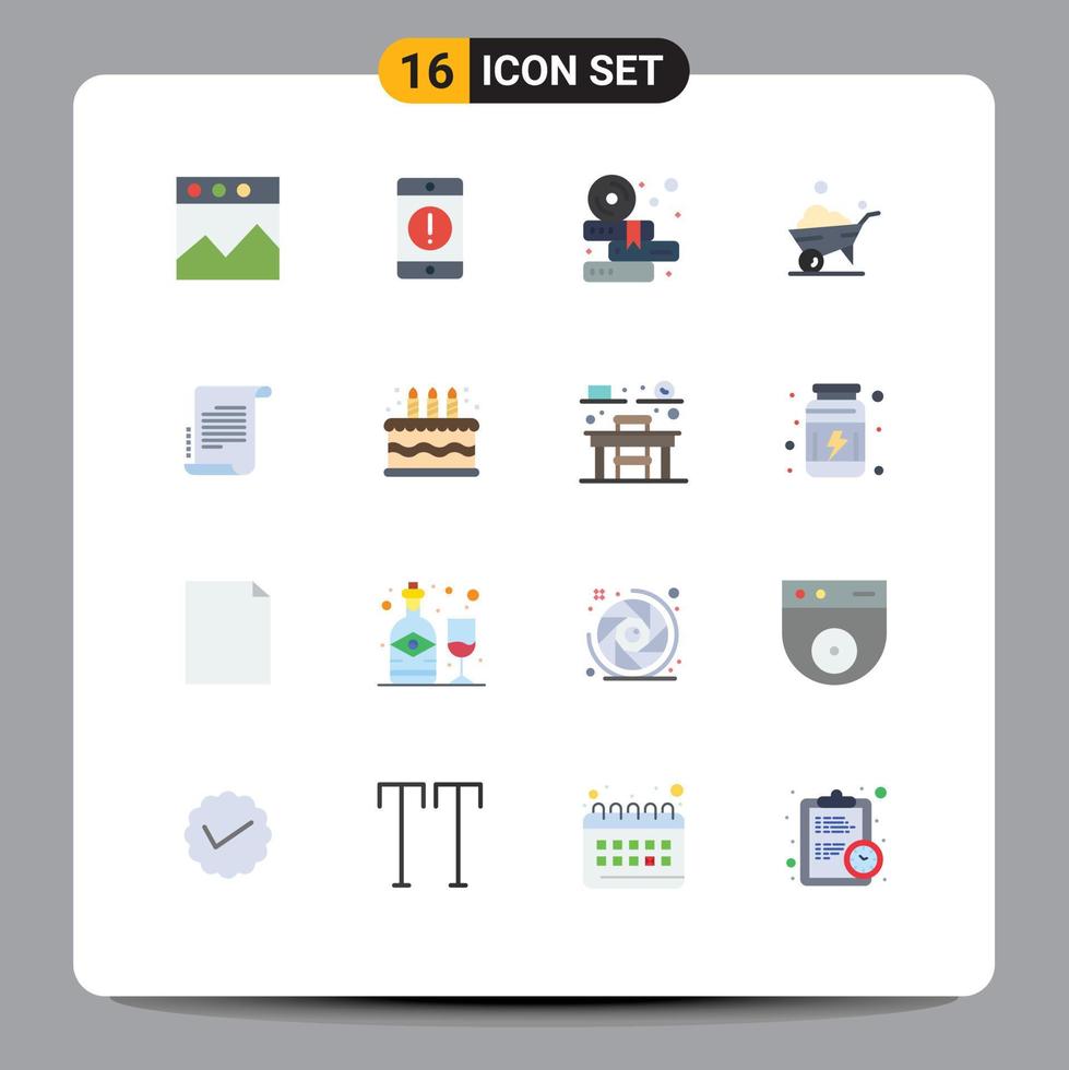 Universal Icon Symbols Group of 16 Modern Flat Colors of scenario decree books wheel one wheel Editable Pack of Creative Vector Design Elements
