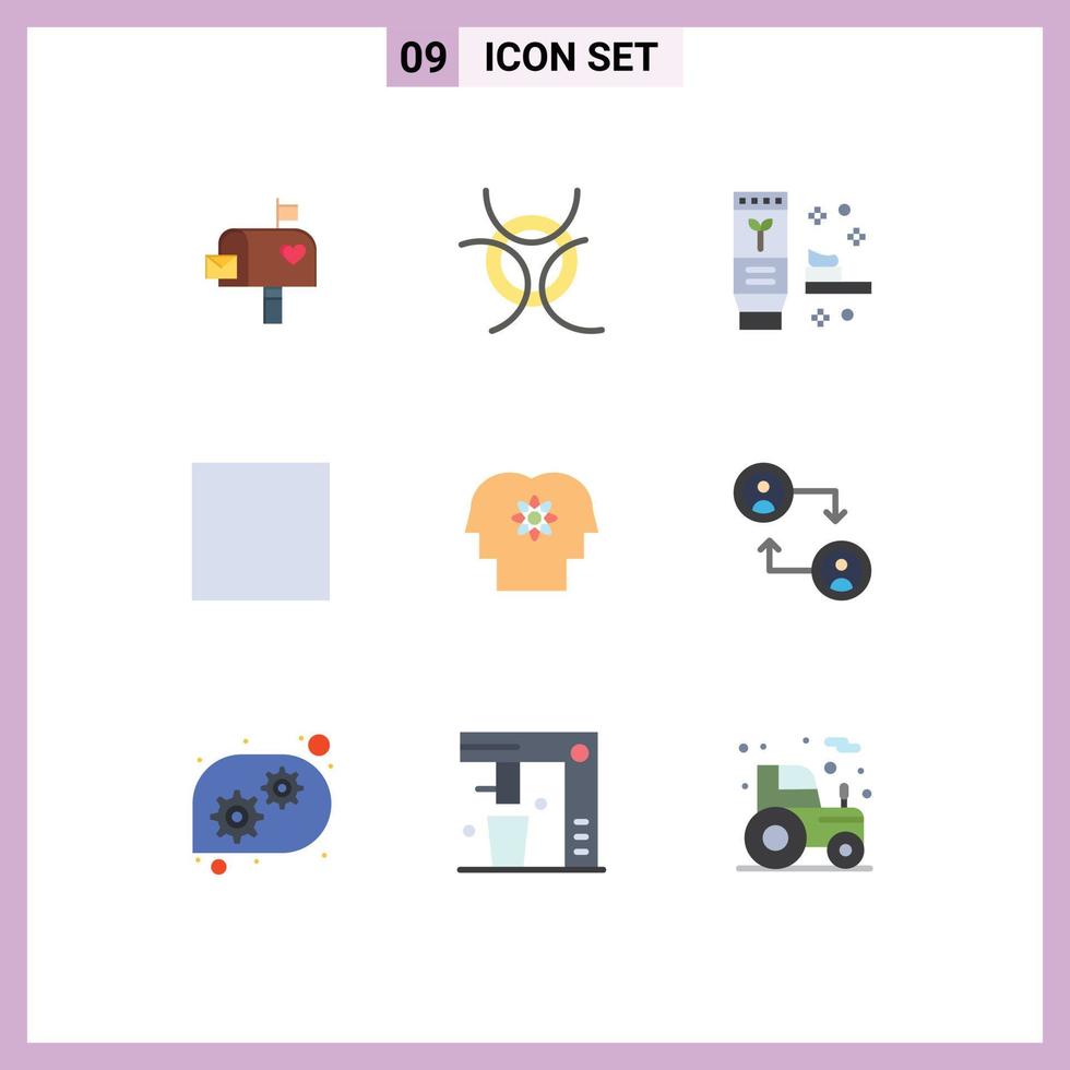 User Interface Pack of 9 Basic Flat Colors of management human ecology talent full screen Editable Vector Design Elements
