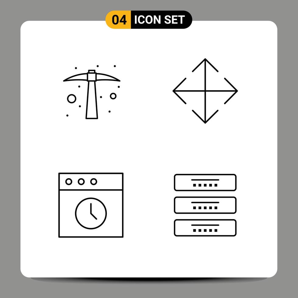 Set of 4 Vector Filledline Flat Colors on Grid for hard work mac tool transform cupboard Editable Vector Design Elements