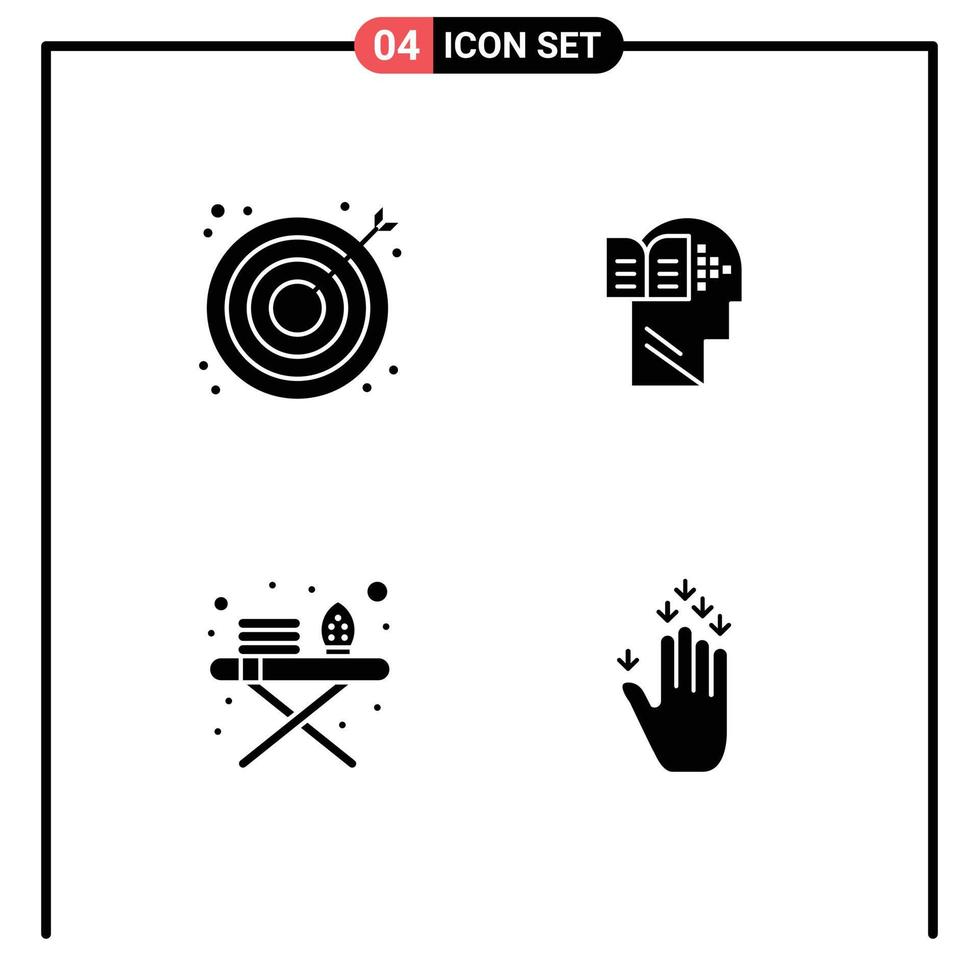 Thematic Vector Solid Glyphs and Editable Symbols of marketing ironing board target book ironing tools Editable Vector Design Elements