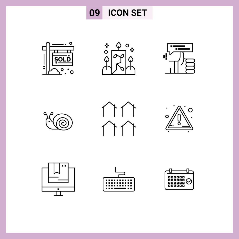 9 iconos creativos signos y símbolos modernos del distrito caracol dedo pulgar de pascua elementos de diseño vectorial editables vector