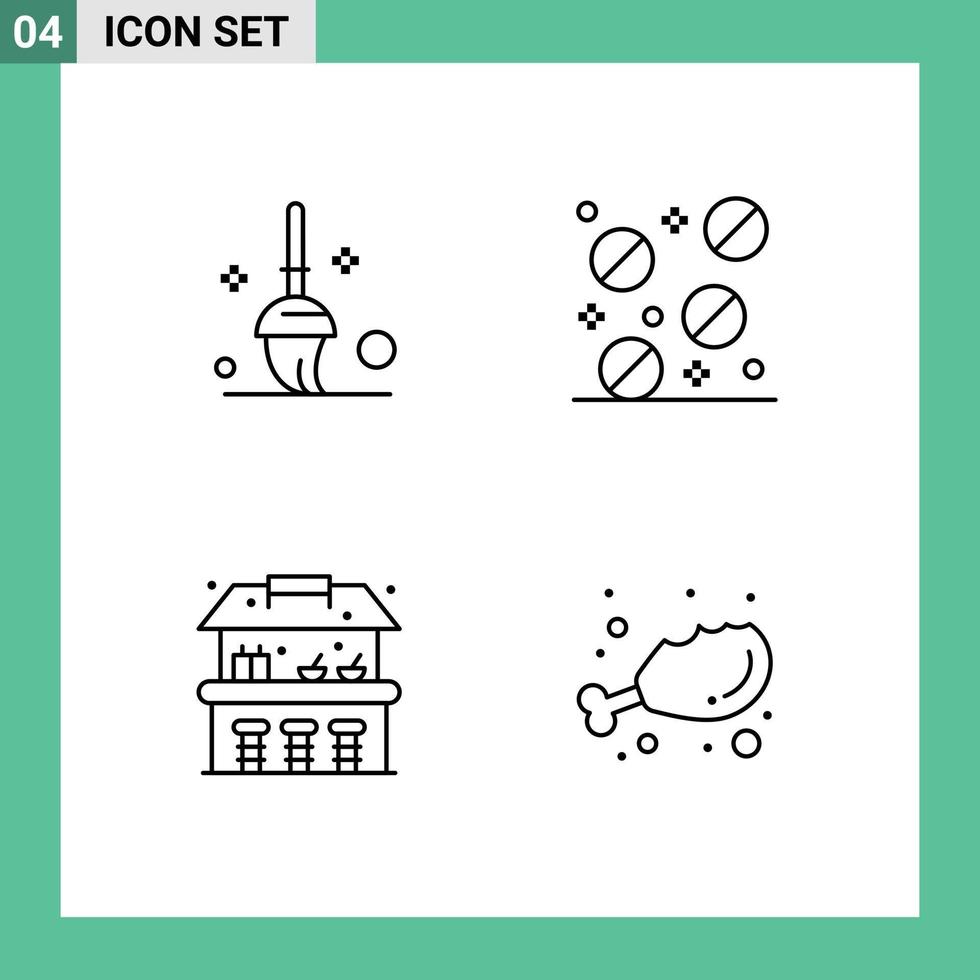 4 Creative Icons Modern Signs and Symbols of bucket chicken medicine sand castle food Editable Vector Design Elements