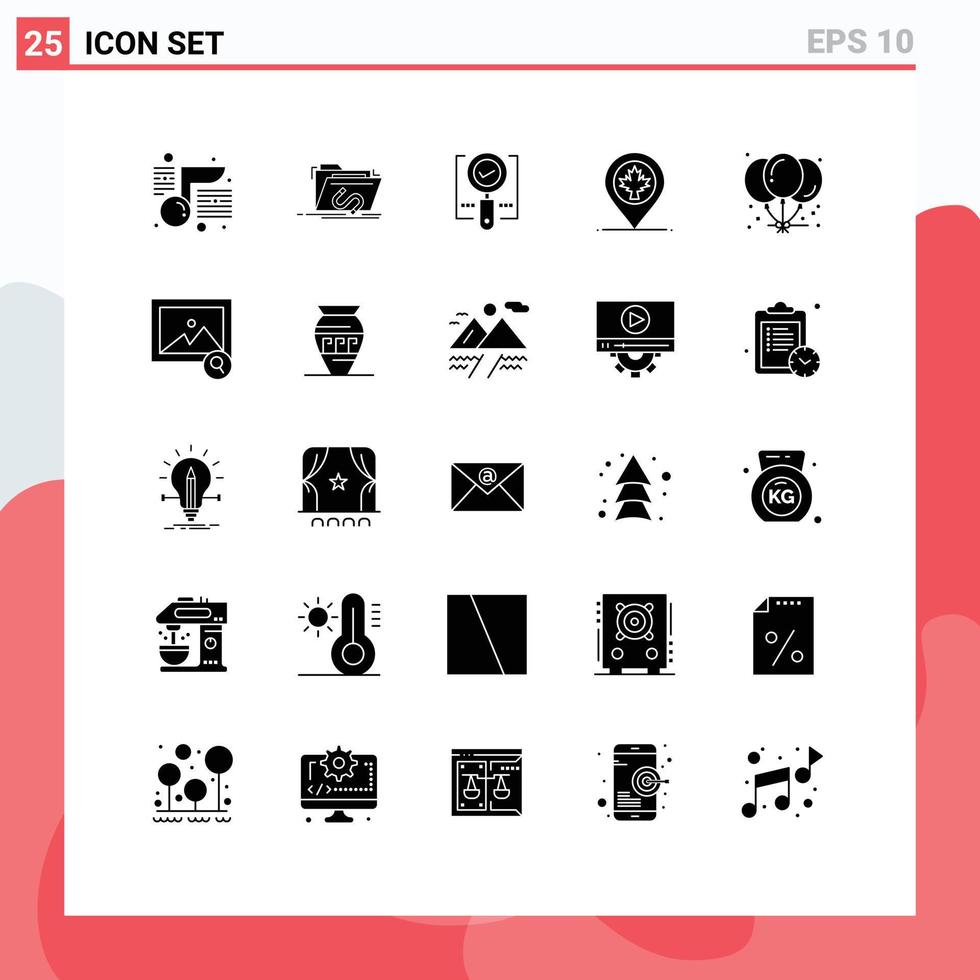25 Universal Solid Glyph Signs Symbols of leaf location software map ok Editable Vector Design Elements