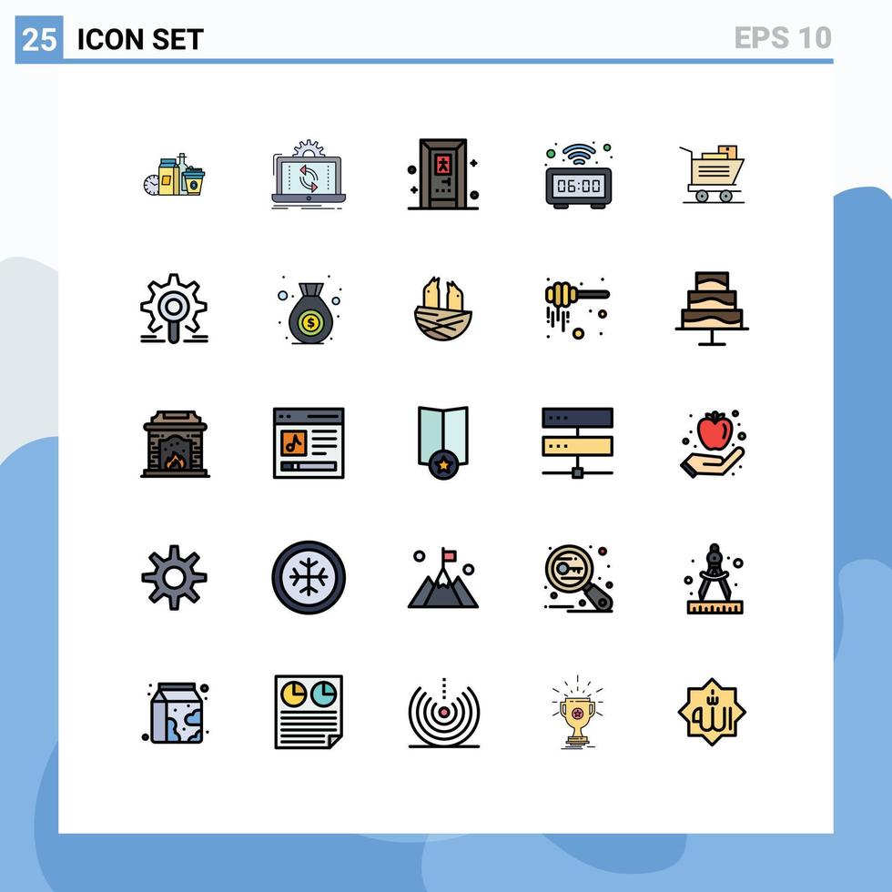 Universal Icon Symbols Group of 25 Modern Filled line Flat Colors of wrist technology reporting smart watch bath Editable Vector Design Elements