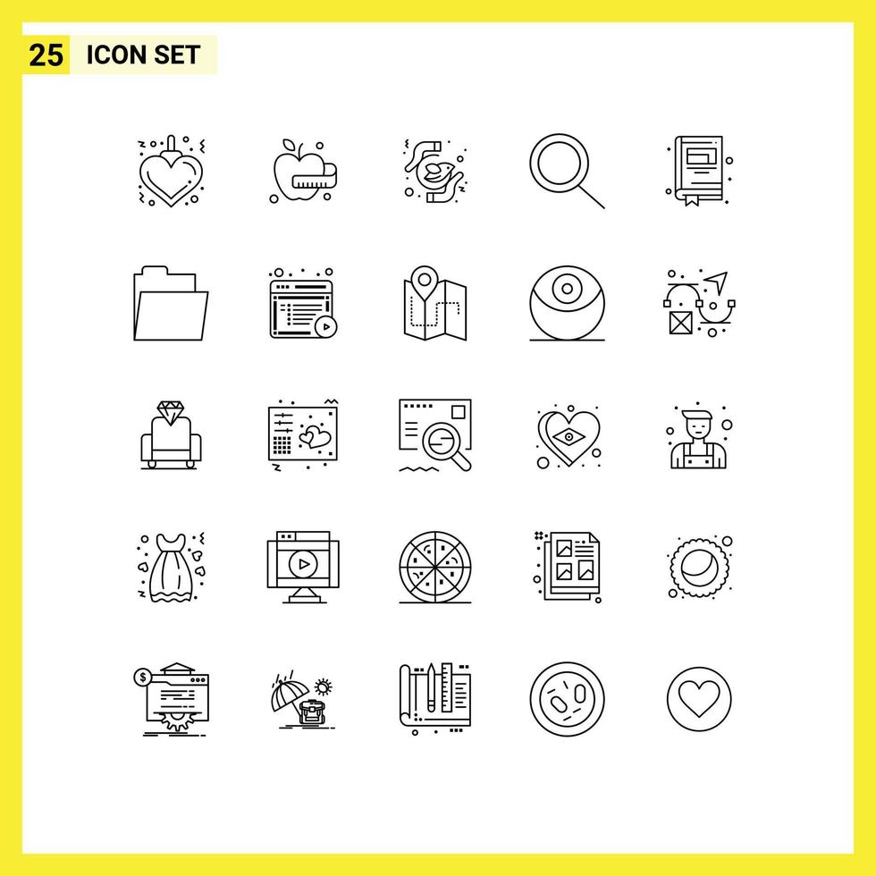 Set of 25 Vector Lines on Grid for open files peace notepad education Editable Vector Design Elements