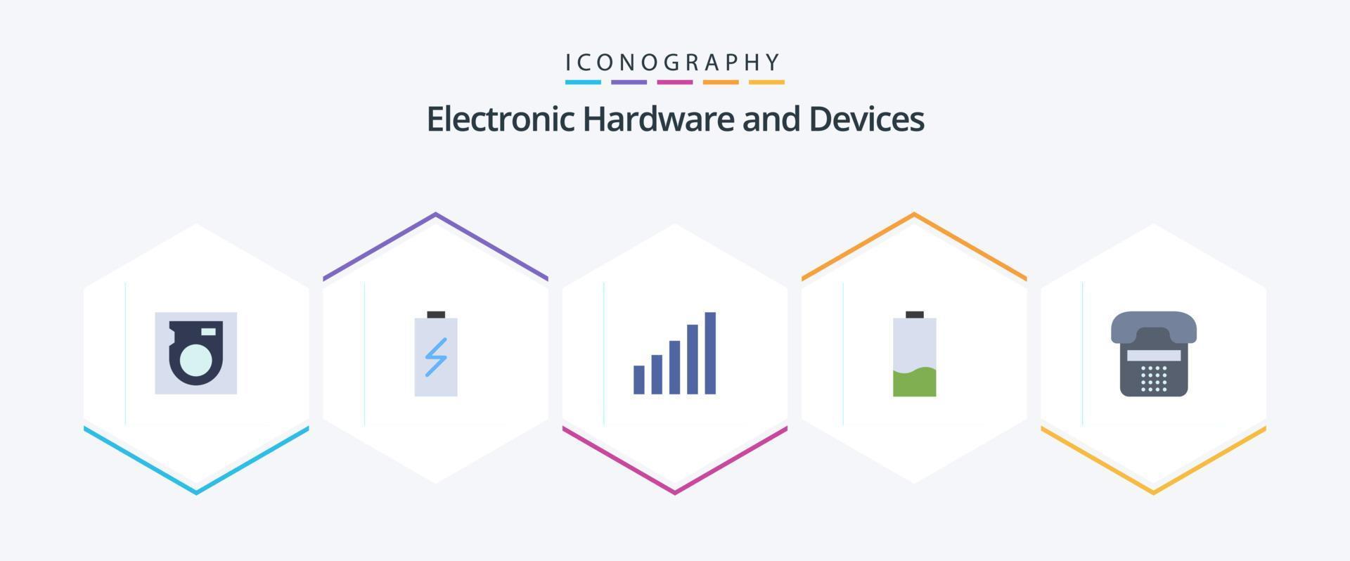 Devices 25 Flat icon pack including communication. low. connection. energy. electric vector