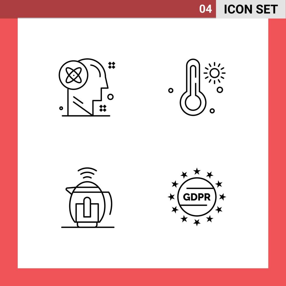 Line Pack of 4 Universal Symbols of user pot solution temperature technology Editable Vector Design Elements