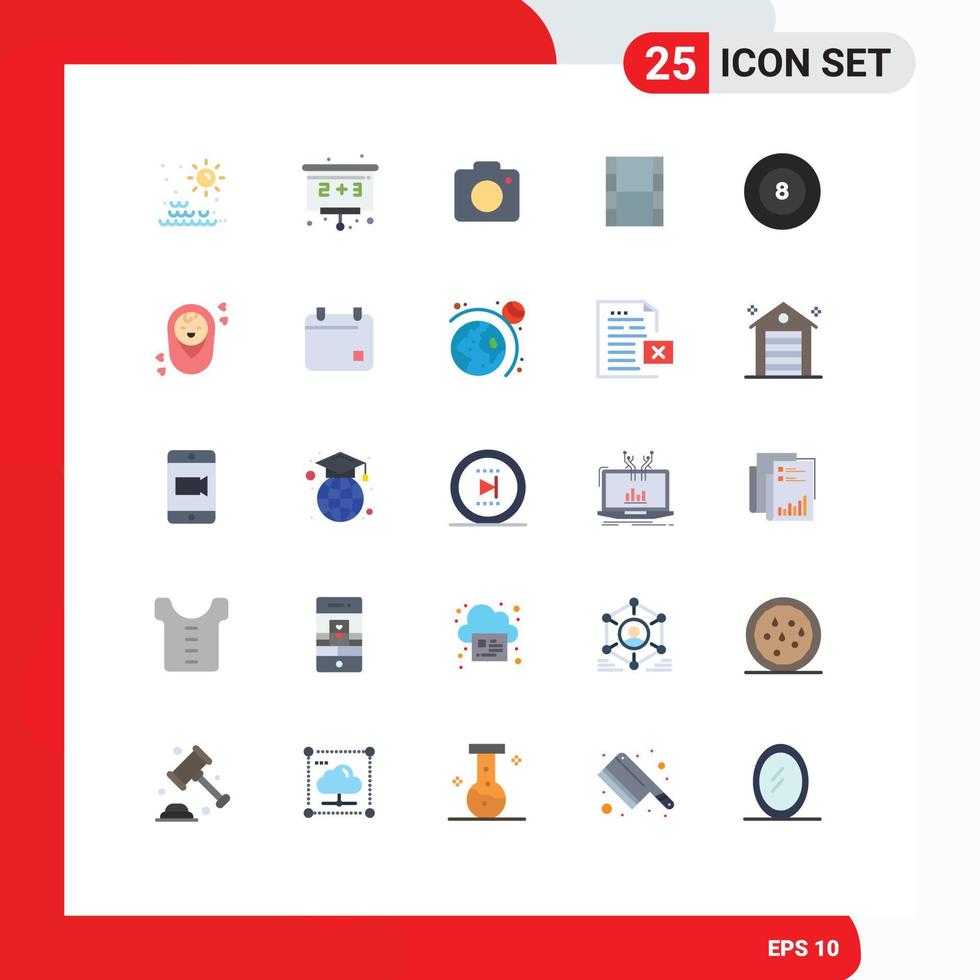 25 Creative Icons Modern Signs and Symbols of baby billiard image ball movi Editable Vector Design Elements