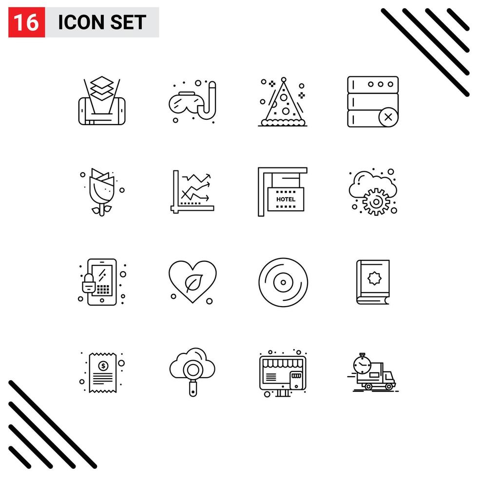 Pictogram Set of 16 Simple Outlines of graph nature holiday easter serve Editable Vector Design Elements