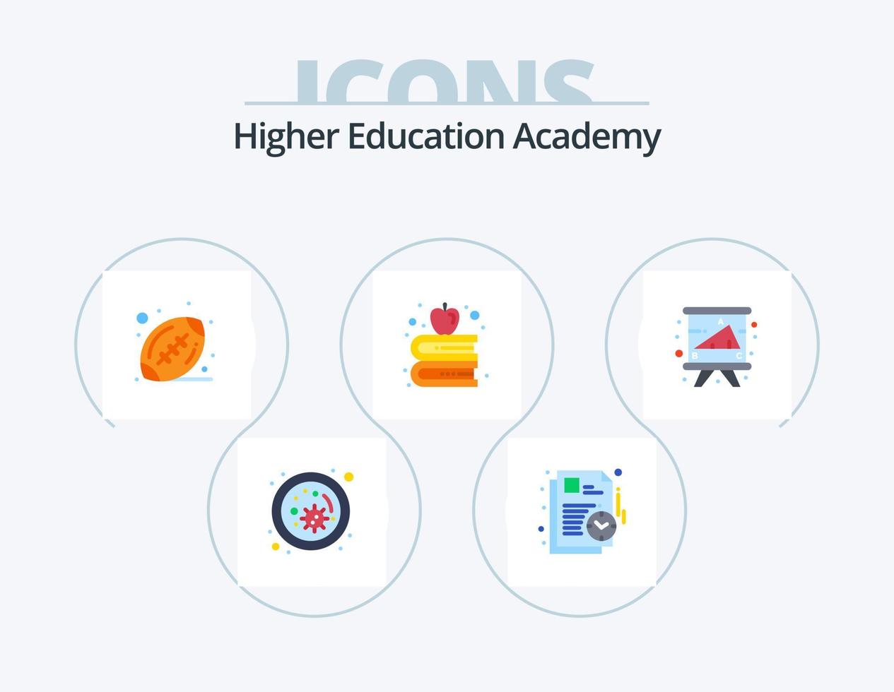 Academy Flat Icon Pack 5 Icon Design. study. chalkboard. american. academy. books vector