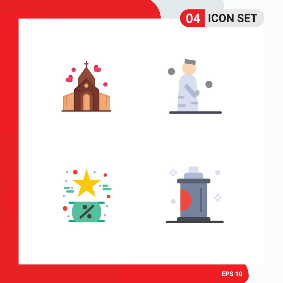 User Interface Pack of 4 Basic Flat Icons of arch black house muslim friday Editable Vector Design Elements