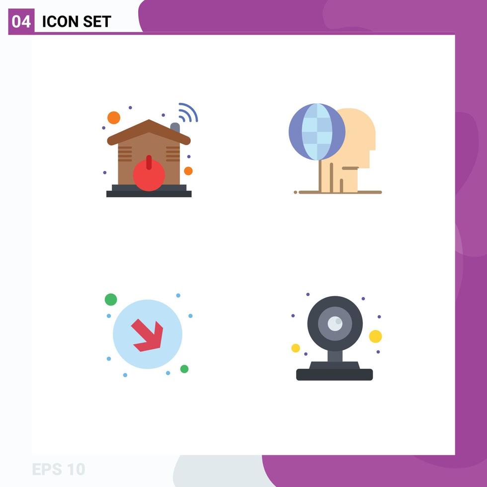 Set of 4 Modern UI Icons Symbols Signs for automation arrow wifi global right Editable Vector Design Elements