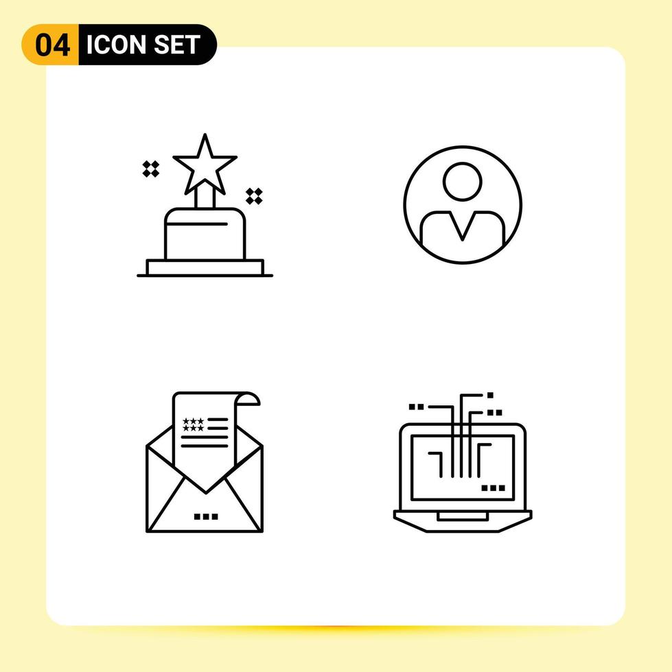 Universal Icon Symbols Group of 4 Modern Filledline Flat Colors of award greeting personal user mail Editable Vector Design Elements