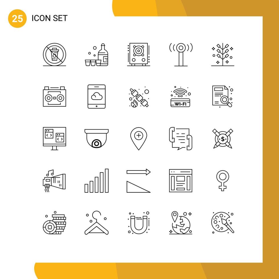 Set of 25 Modern UI Icons Symbols Signs for cracker wifi ireland signal speaker Editable Vector Design Elements