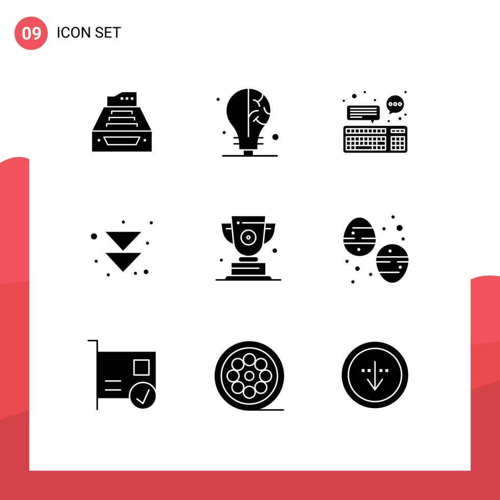 Set of 9 Modern UI Icons Symbols Signs for next arrow idea communication device Editable Vector Design Elements