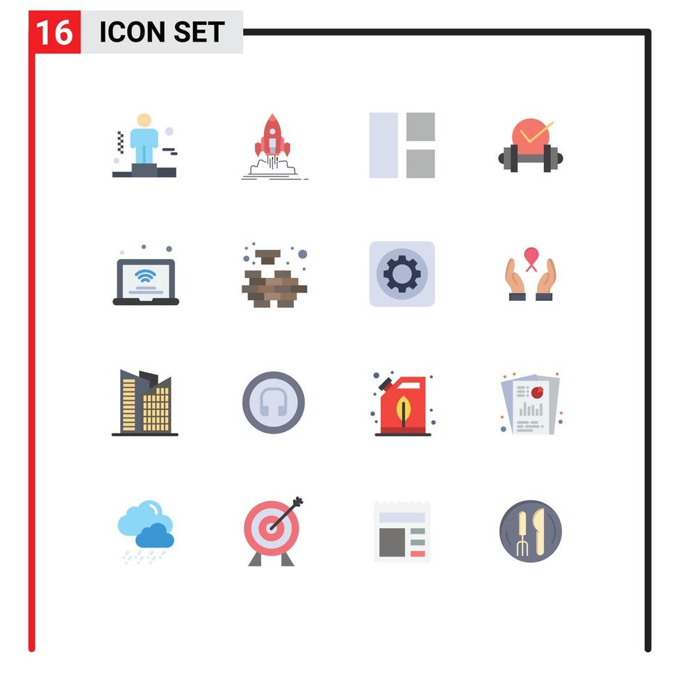 Group of 16 Flat Colors Signs and Symbols for laptop dumb publish healthcare layout Editable Pack of Creative Vector Design Elements