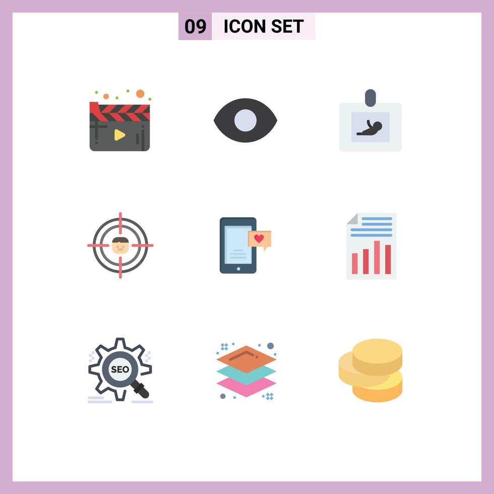 Set of 9 Modern UI Icons Symbols Signs for chat bubble mobile medicine resources recruitment Editable Vector Design Elements