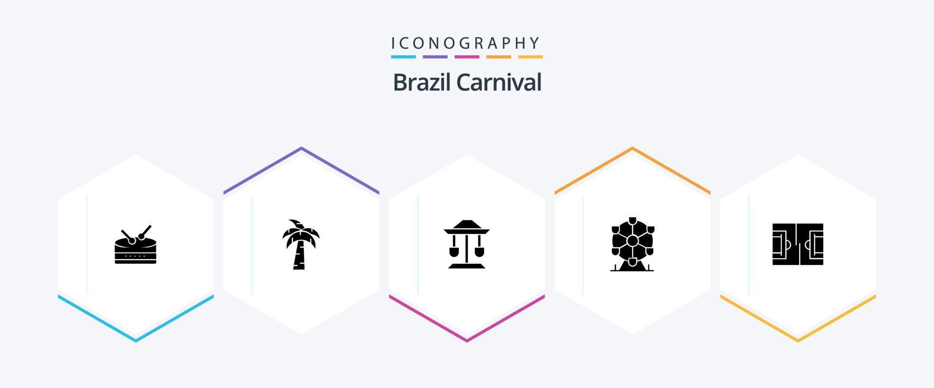 paquete de iconos de 25 glifos del carnaval de brasil, incluido brasil. ley. Brasil. bien. celebracion vector