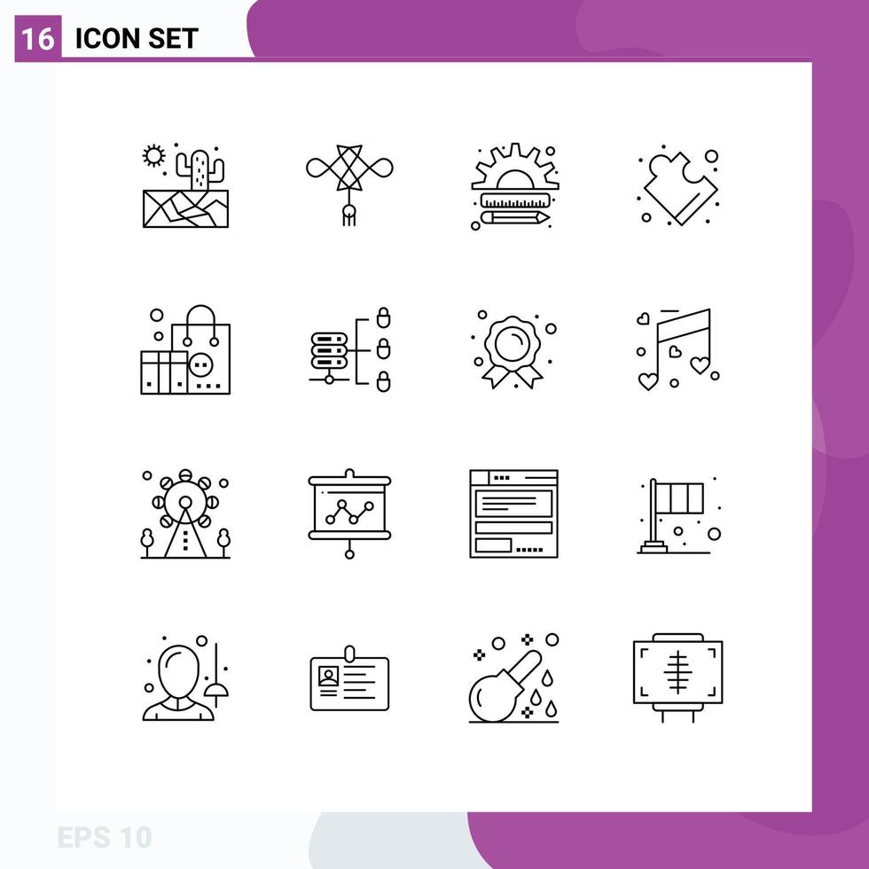 Set of 16 Commercial Outlines pack for clothing advertising creative solution complex Editable Vector Design Elements