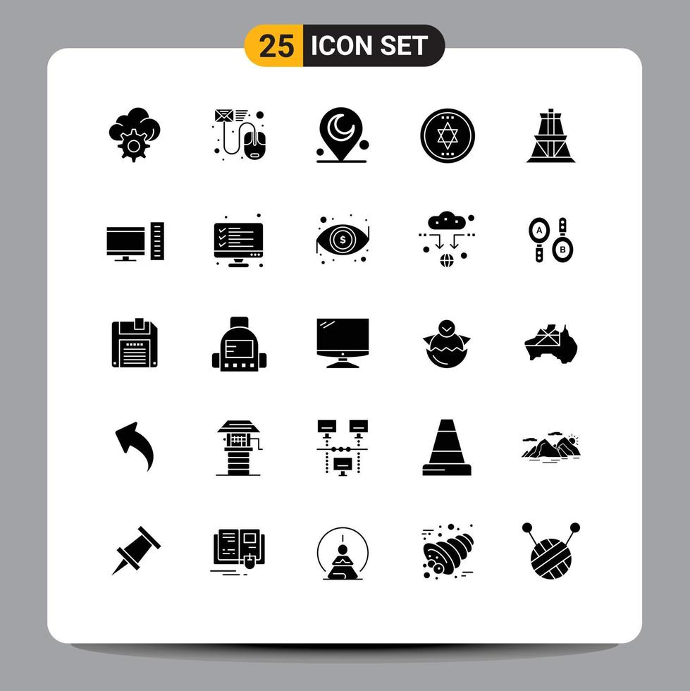 Modern Set of 25 Solid Glyphs and symbols such as transmission tower energy minaret electrical halloween Editable Vector Design Elements