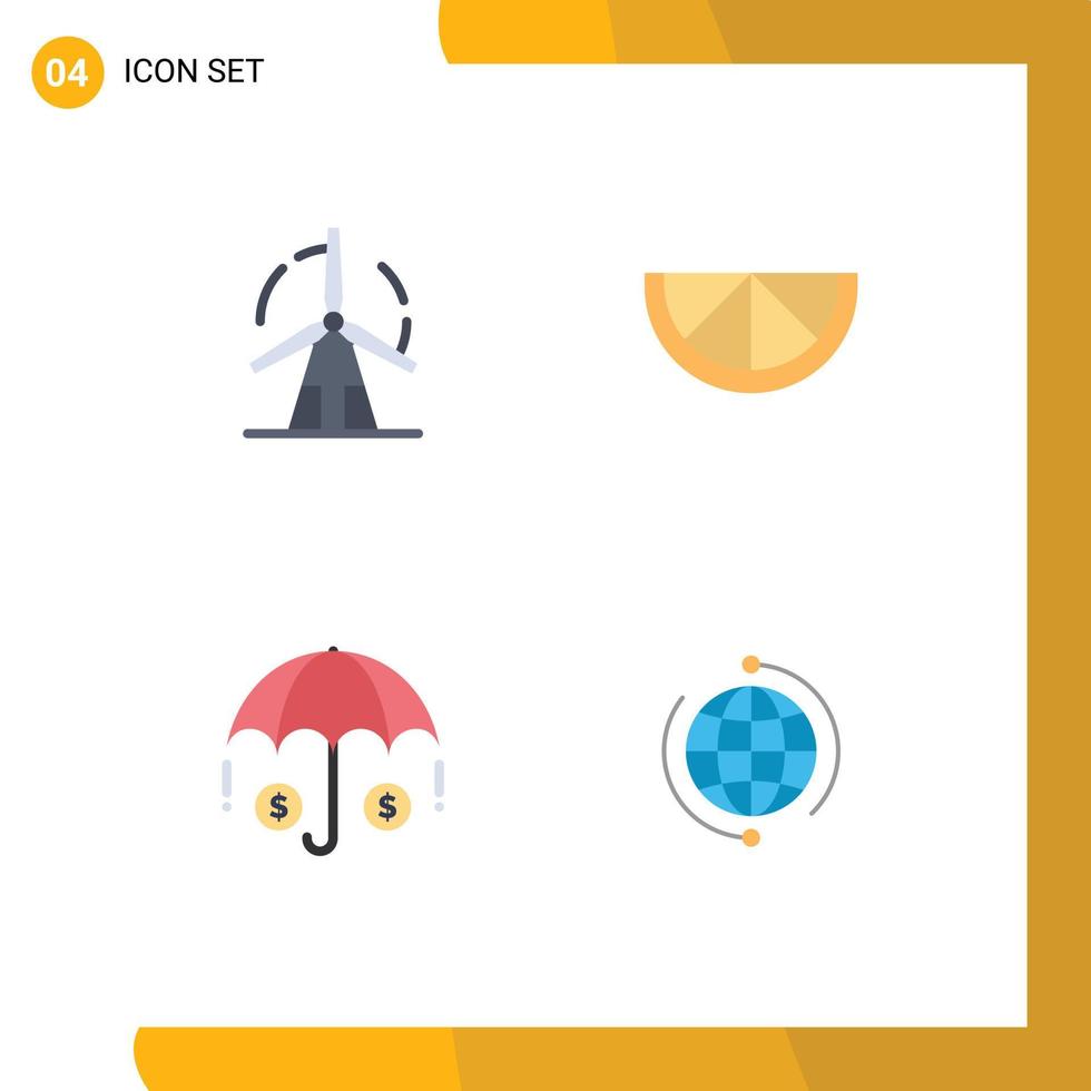 4 Universal Flat Icon Signs Symbols of clean investment power fruit business Editable Vector Design Elements