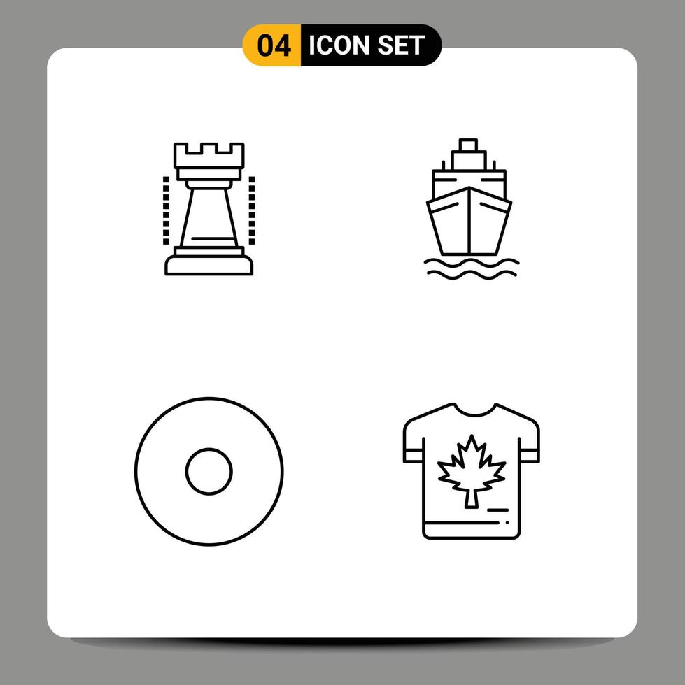 símbolos de iconos universales grupo de 4 colores planos de línea de llenado modernos de camisa de entretenimiento transporte deportivo canadá elementos de diseño de vectores editables