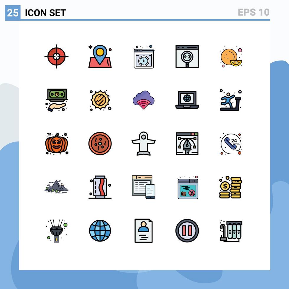 Set of 25 Modern UI Icons Symbols Signs for fruit development hosting develop browser Editable Vector Design Elements