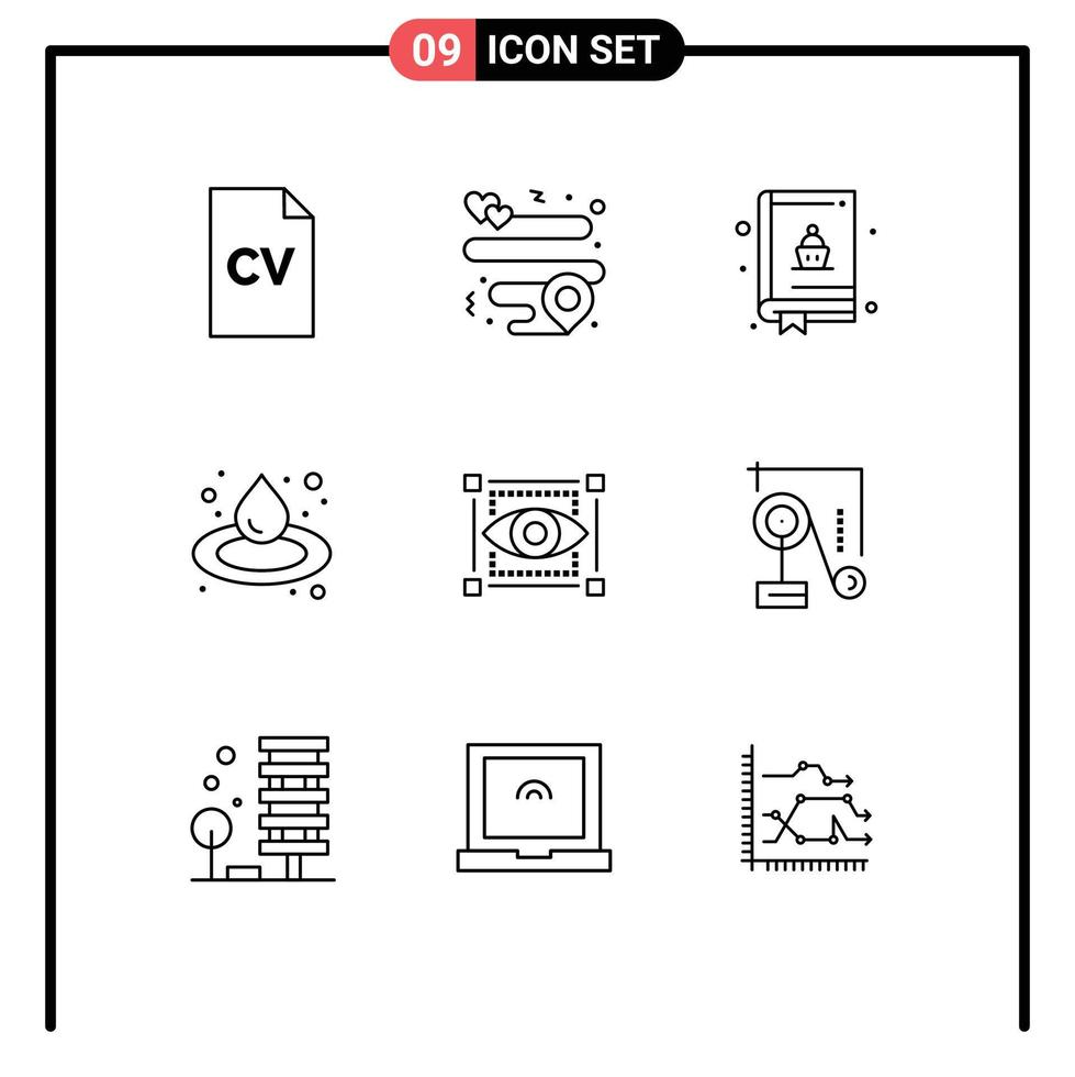 Universal Icon Symbols Group of 9 Modern Outlines of expariment sketching food view sauna Editable Vector Design Elements