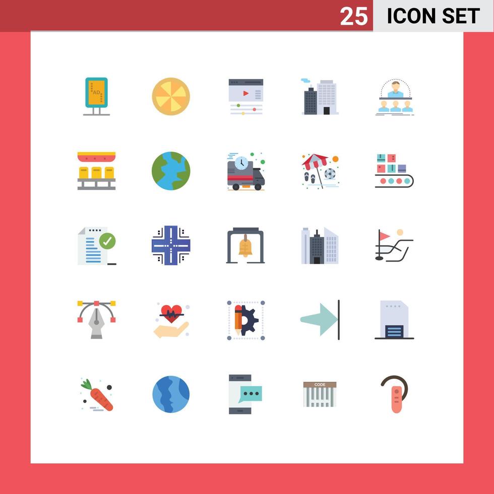 Pictogram Set of 25 Simple Flat Colors of course business page city business Editable Vector Design Elements