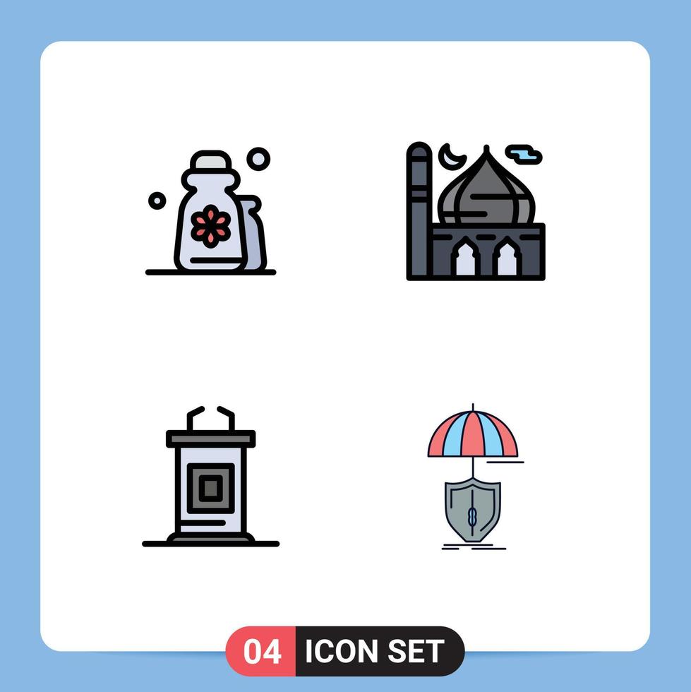 4 Creative Icons Modern Signs and Symbols of beauty pray lotion masjid conference Editable Vector Design Elements