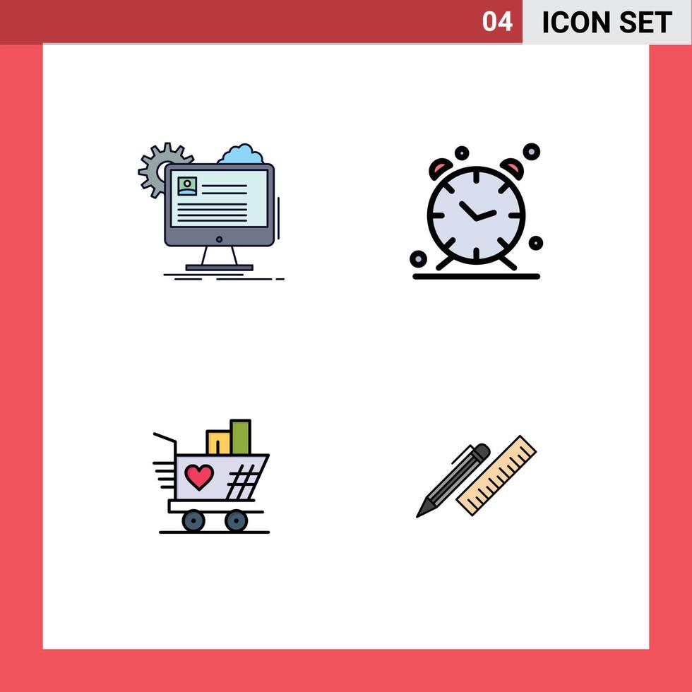 Universal Icon Symbols Group of 4 Modern Filledline Flat Colors of account trolly edit clock weding Editable Vector Design Elements