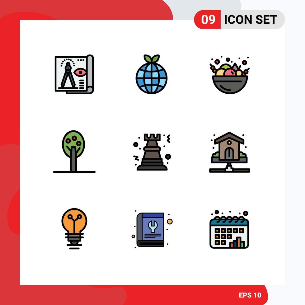 9 Creative Icons Modern Signs and Symbols of rock chess food pawn summer Editable Vector Design Elements