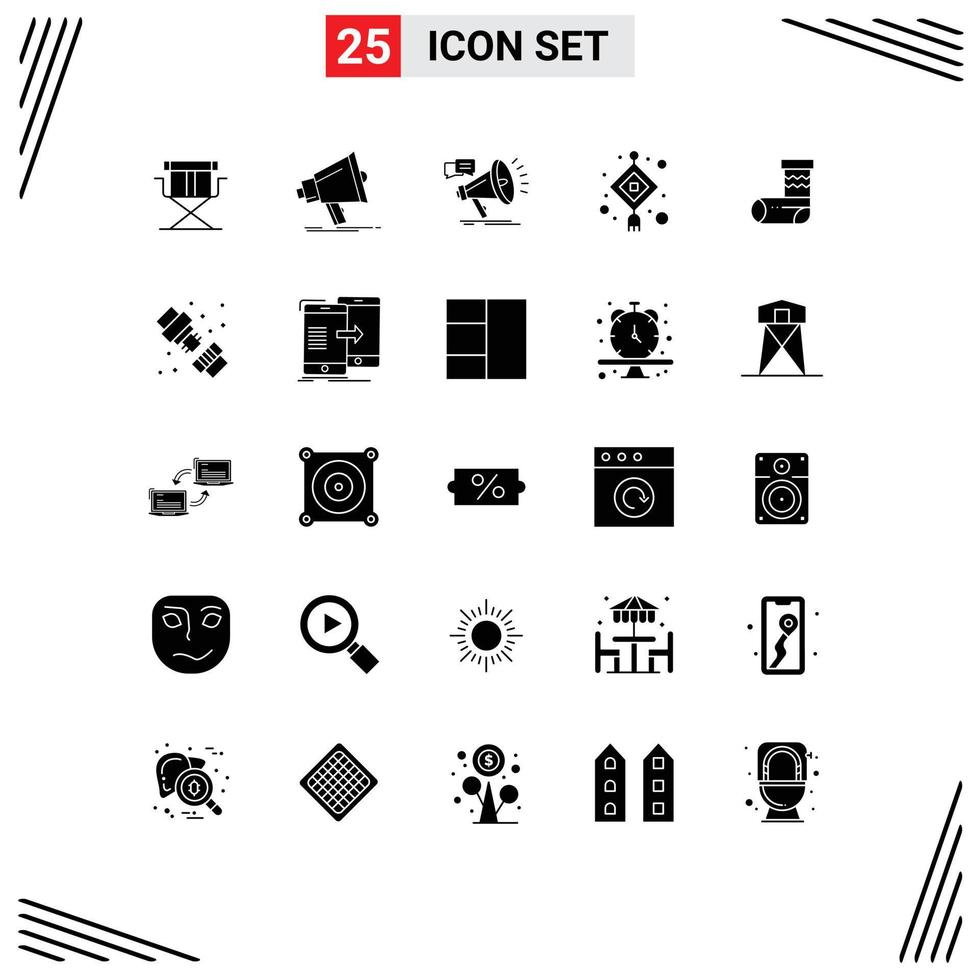 25 Universal Solid Glyph Signs Symbols of light lamp megaphone chinese promo Editable Vector Design Elements