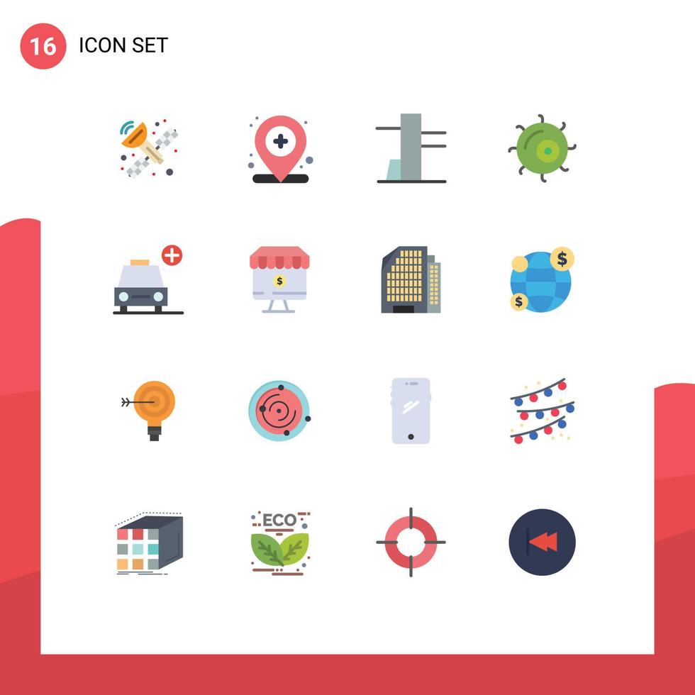 Set of 16 Modern UI Icons Symbols Signs for computer shop cell vehicles plus Editable Pack of Creative Vector Design Elements