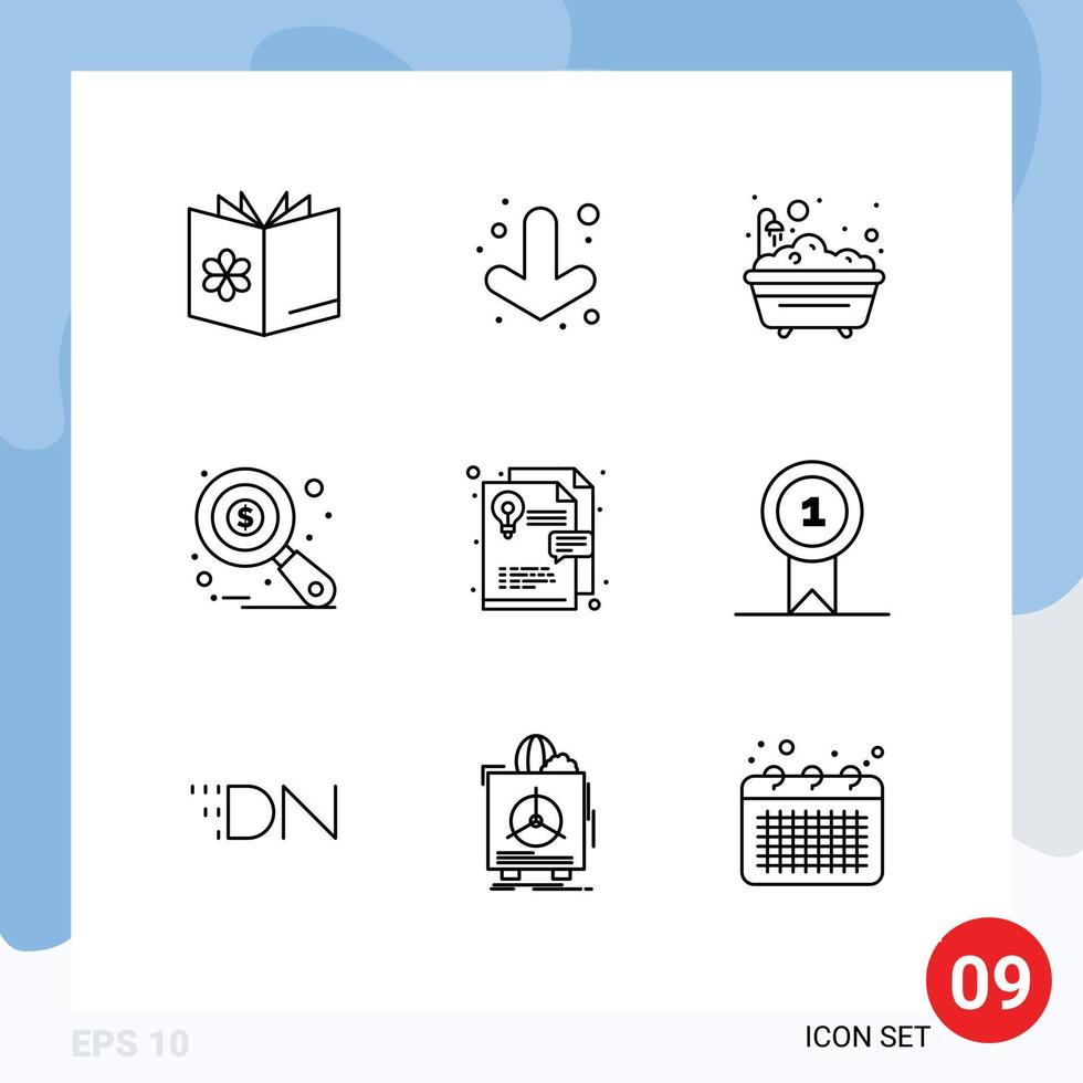 Set of 9 Vector Outlines on Grid for layout tax monitoring bath data analysis research Editable Vector Design Elements