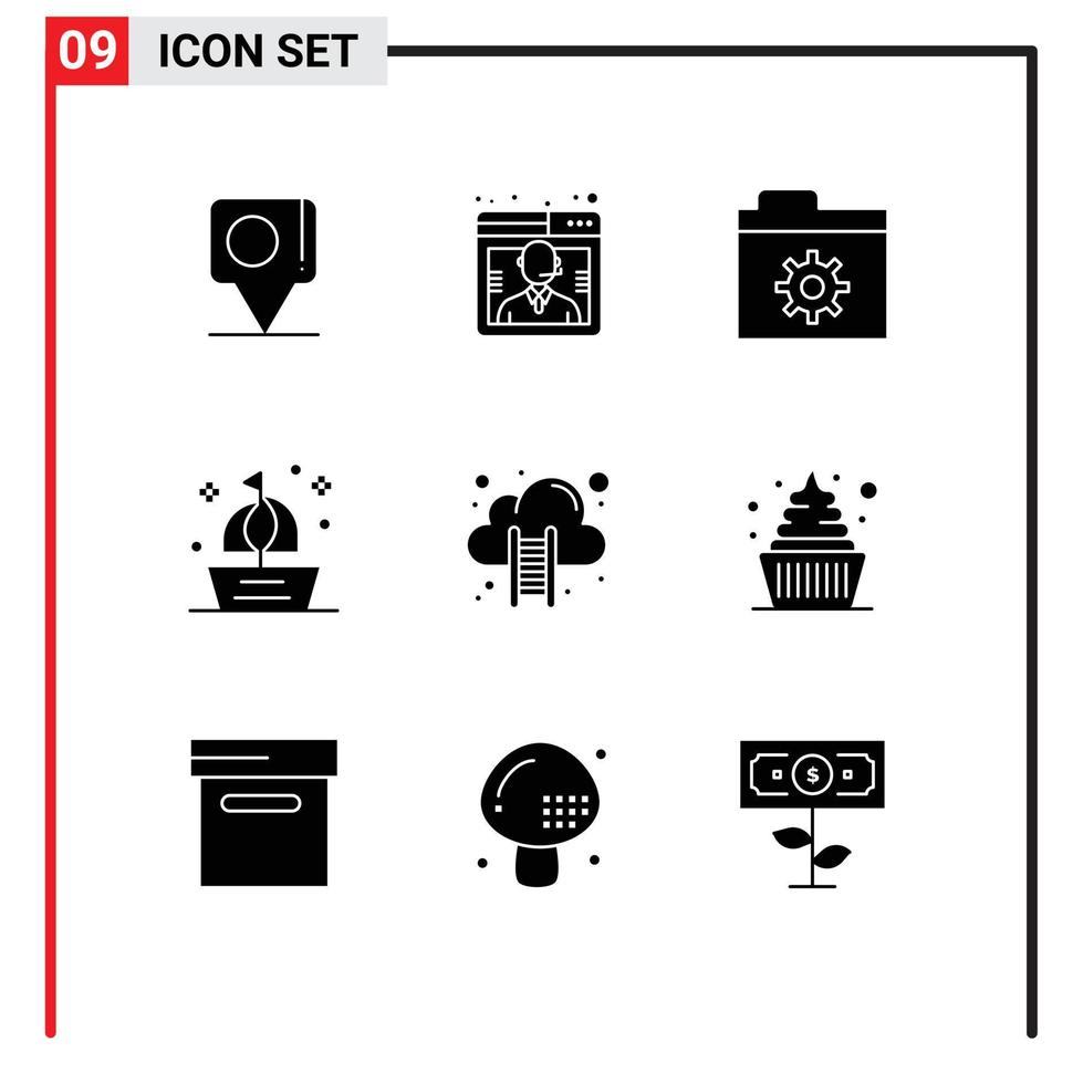 9 Solid Glyph concept for Websites Mobile and Apps cloud hosting summer control ship ocean Editable Vector Design Elements