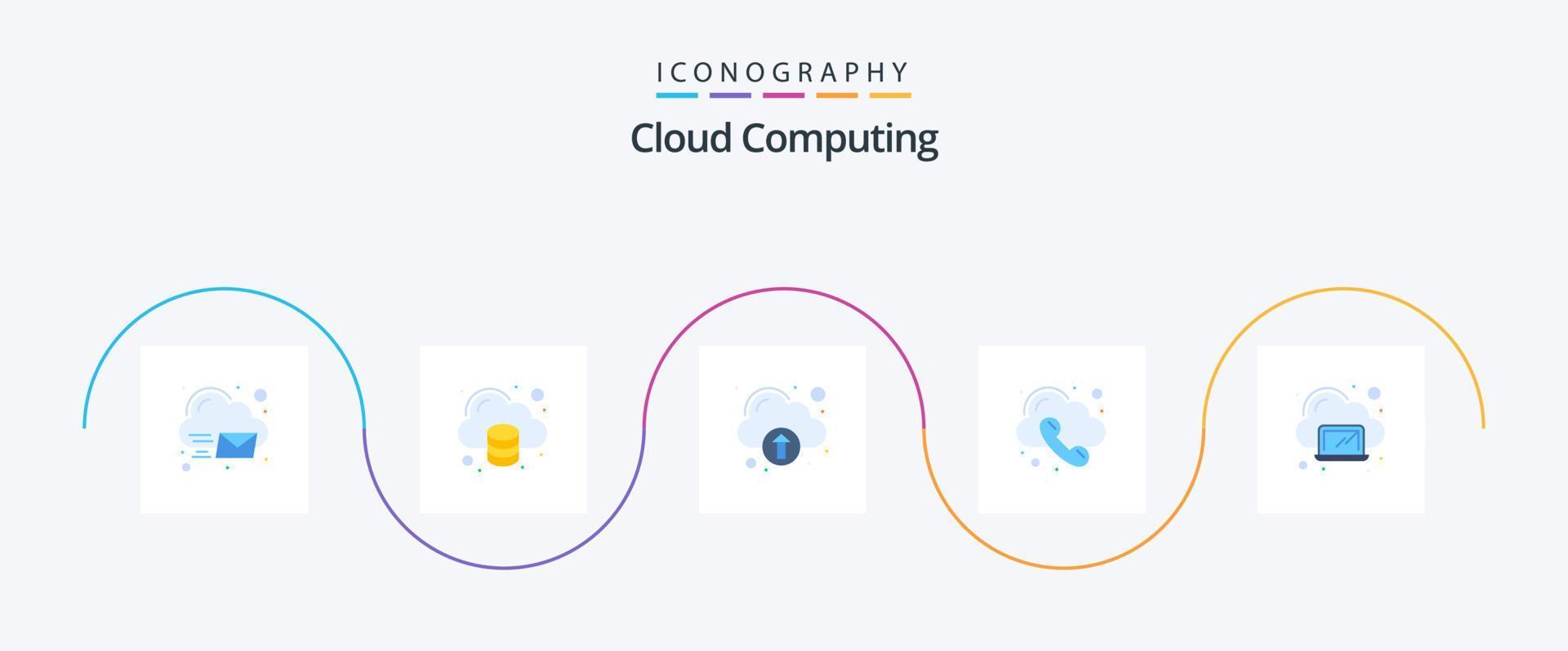 Cloud Computing Flat 5 Icon Pack Including laptop. telephone. technology. phone. call vector