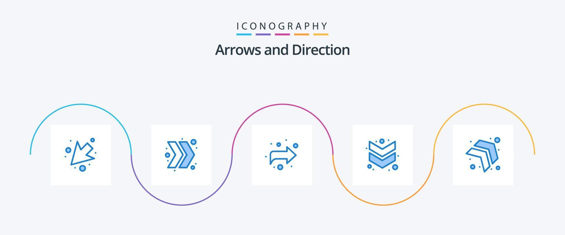 paquete de iconos de flecha azul 5 que incluye . derecho. derecho. flecha vector