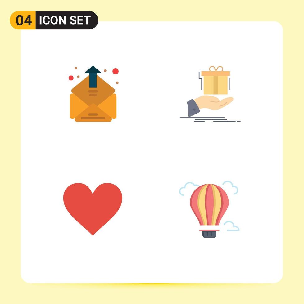 4 Flat Icon concept for Websites Mobile and Apps contact heart mailing solution like Editable Vector Design Elements