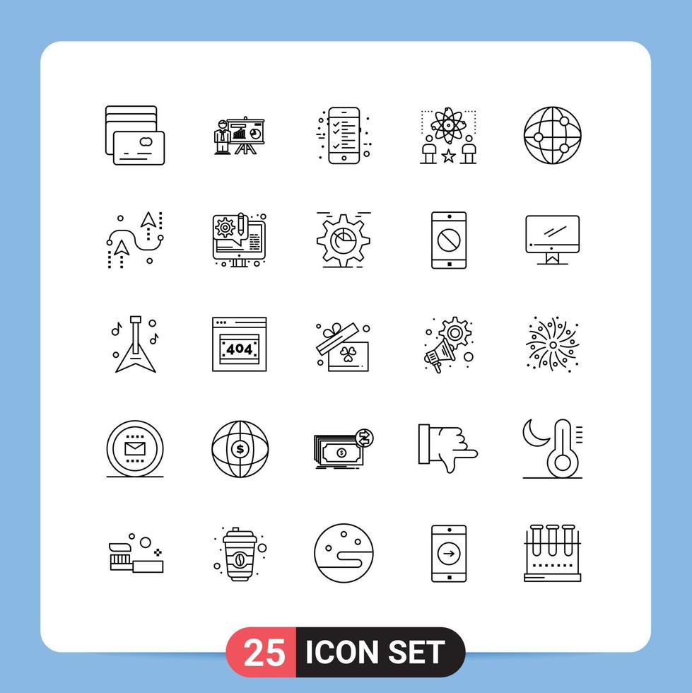 Pack of 25 creative Lines of internet world calculation atom star Editable Vector Design Elements